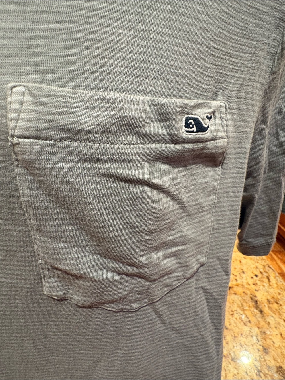 Vineyard Vines men’s polo. Sharp blue Gray with Pocket & logo. Medium - Picture 3 of 6
